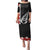 New Zealand ANZAC Day Puletasi Soldier Silver Fern with Red Poppies Flower Maori Style LT03 Long Dress Black - Polynesian Pride