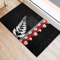 New Zealand ANZAC Day Rubber Doormat Soldier Silver Fern with Red Poppies Flower Maori Style LT03 - Polynesian Pride