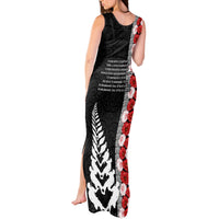 New Zealand ANZAC Day Tank Maxi Dress Soldier Silver Fern with Red Poppies Flower Maori Style LT03 - Polynesian Pride