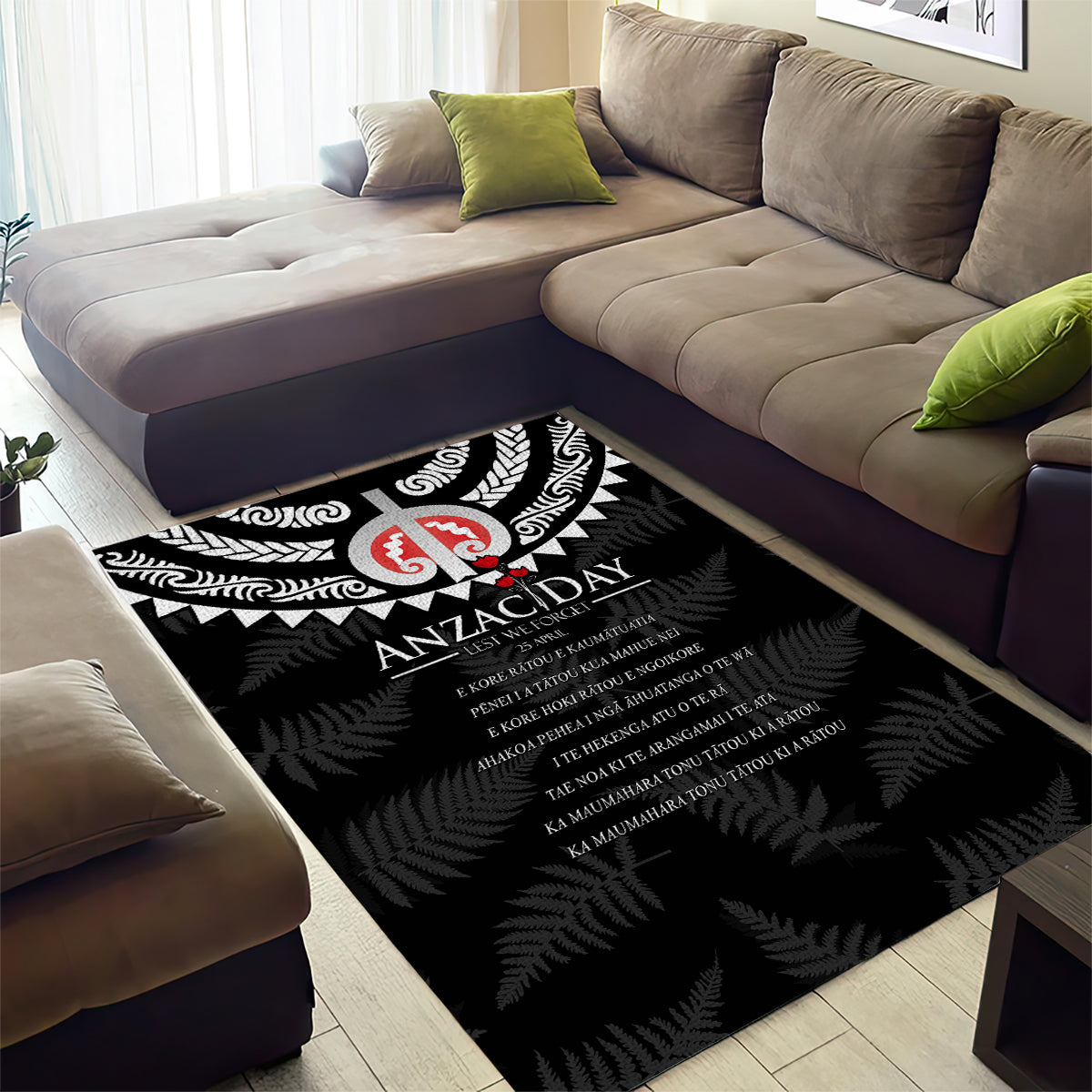 New Zealand ANZAC Day Area Rug Lest We Forget Haka Dance Respect LT03 - Polynesian Pride