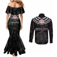 New Zealand ANZAC Day Couples Matching Mermaid Dress and Long Sleeve Button Shirt Lest We Forget Haka Dance Respect LT03 - Polynesian Pride