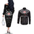 New Zealand ANZAC Day Couples Matching Off The Shoulder Long Sleeve Dress and Long Sleeve Button Shirt Lest We Forget Haka Dance Respect LT03 - Polynesian Pride