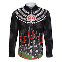 New Zealand ANZAC Day Family Matching Long Sleeve Bodycon Dress and Hawaiian Shirt Lest We Forget Haka Dance Respect LT03 Dad's Shirt - Long Sleeve Black - Polynesian Pride
