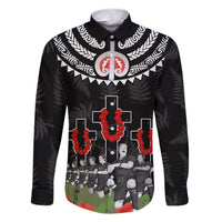 New Zealand ANZAC Day Family Matching Short Sleeve Bodycon Dress and Hawaiian Shirt Lest We Forget Haka Dance Respect LT03 Dad's Shirt - Long Sleeve Black - Polynesian Pride