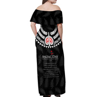 New Zealand ANZAC Day Off Shoulder Maxi Dress Lest We Forget Haka Dance Respect LT03 - Polynesian Pride