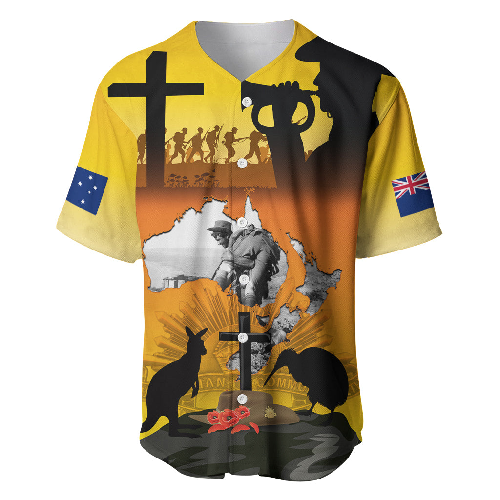 New Zealand and Australia ANZAC Day Baseball Jersey Gallipoli Lest We Forget LT03 Yellow - Polynesian Pride