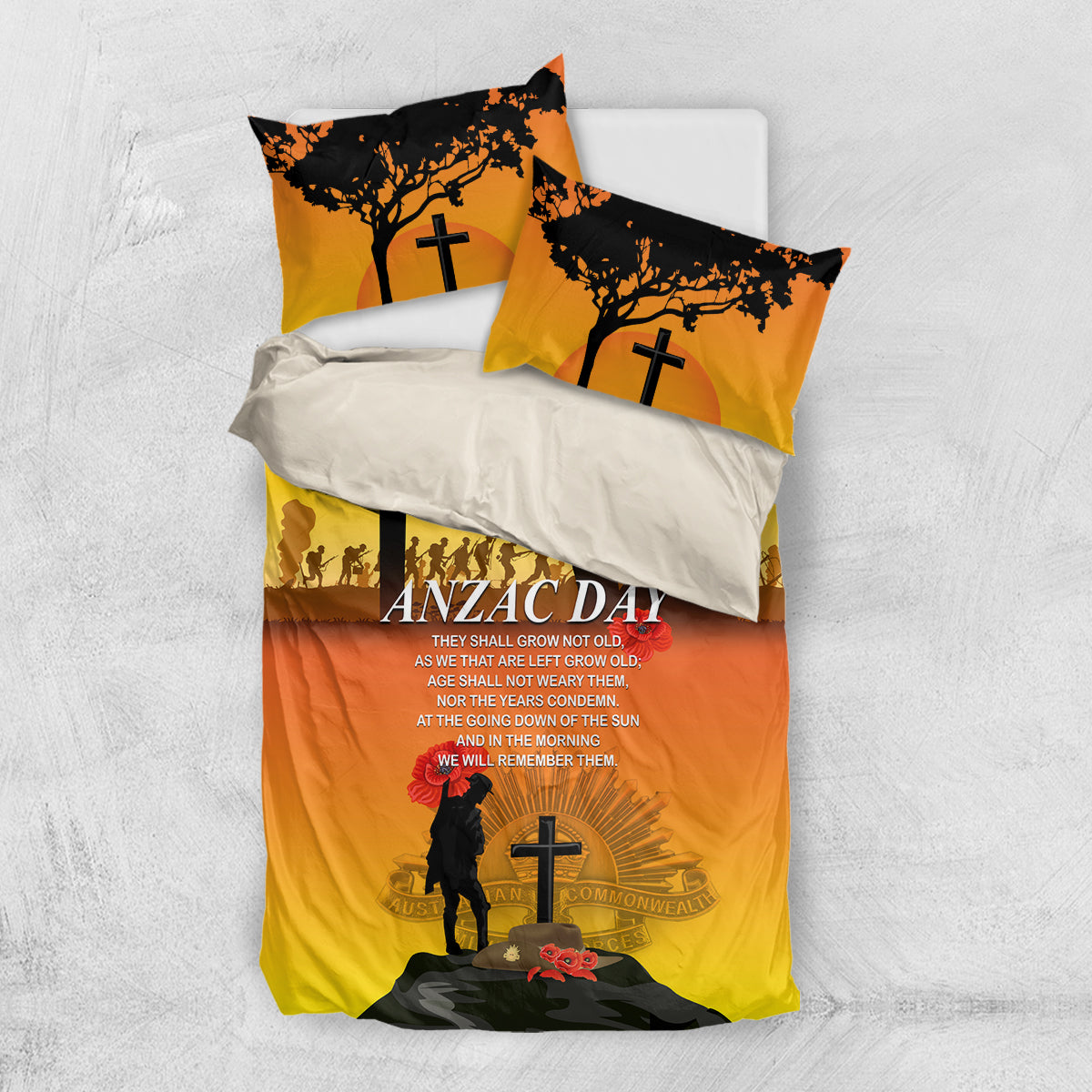 New Zealand and Australia ANZAC Day Bedding Set Gallipoli Lest We Forget LT03 US Twin 172cm x 218cm Yellow - Polynesian Pride