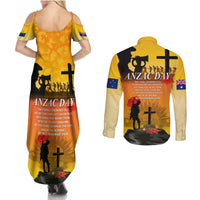 New Zealand and Australia ANZAC Day Couples Matching Summer Maxi Dress and Long Sleeve Button Shirt Gallipoli Lest We Forget LT03 - Polynesian Pride