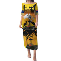 New Zealand and Australia ANZAC Day Family Matching Puletasi and Hawaiian Shirt Gallipoli Lest We Forget LT03 Mom's Dress Yellow - Polynesian Pride