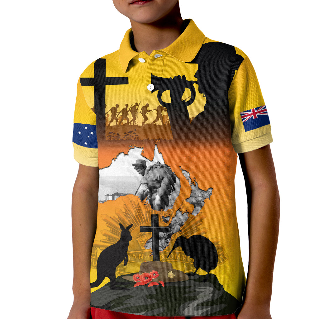 New Zealand and Australia ANZAC Day Kid Polo Shirt Gallipoli Lest We Forget LT03 Kid Yellow - Polynesian Pride