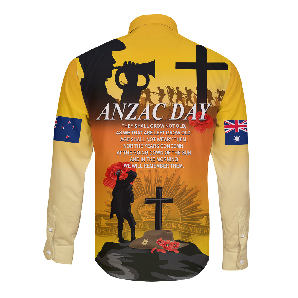 New Zealand and Australia ANZAC Day Long Sleeve Button Shirt Gallipoli Lest We Forget LT03 - Polynesian Pride