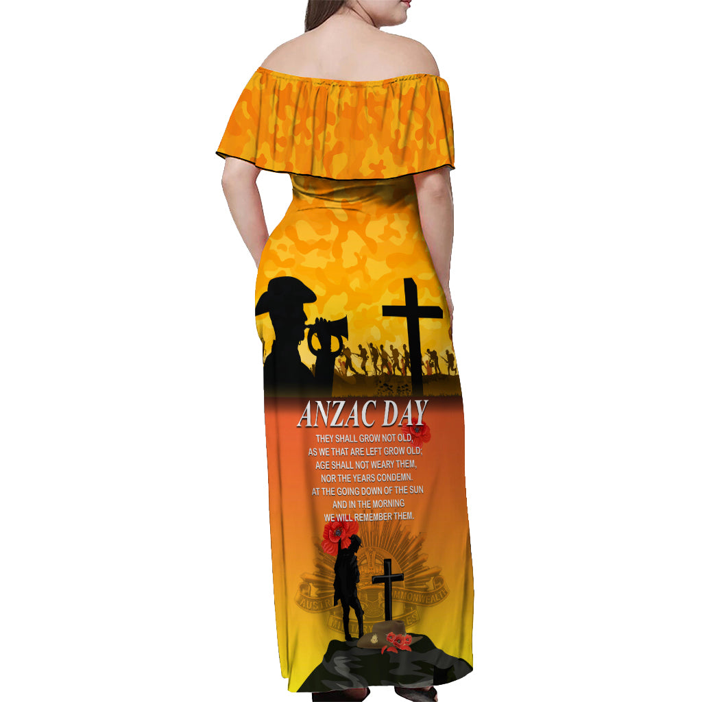 New Zealand and Australia ANZAC Day Off Shoulder Maxi Dress Gallipoli Lest We Forget LT03 - Polynesian Pride