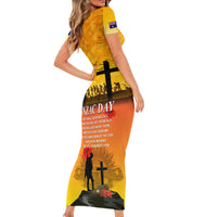 New Zealand and Australia ANZAC Day Short Sleeve Bodycon Dress Gallipoli Lest We Forget LT03 - Polynesian Pride