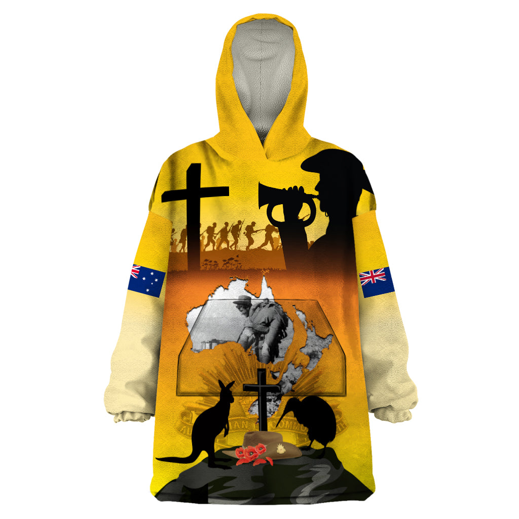 New Zealand and Australia ANZAC Day Wearable Blanket Hoodie Gallipoli Lest We Forget LT03 One Size Yellow - Polynesian Pride