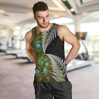 New Zealand Men Tank Top Koru Abstract Art and Silver Fern Maori Pattern LT03 Green - Polynesian Pride
