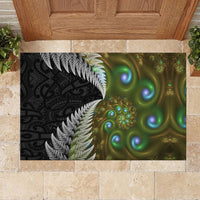 New Zealand Rubber Doormat Koru Abstract Art and Silver Fern Maori Pattern