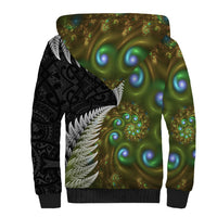 New Zealand Sherpa Hoodie Koru Abstract Art and Silver Fern Maori Pattern LT03 - Polynesian Pride