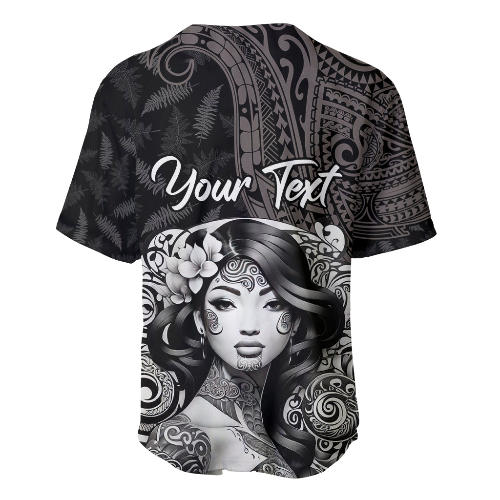 Custom New Zealand Women's Day Baseball Jersey Maori Tribal Girl and Silver Fern Pattern LT03 - Polynesian Pride