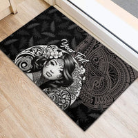 Custom New Zealand Women's Day Rubber Doormat Maori Tribal Girl and Silver Fern Pattern