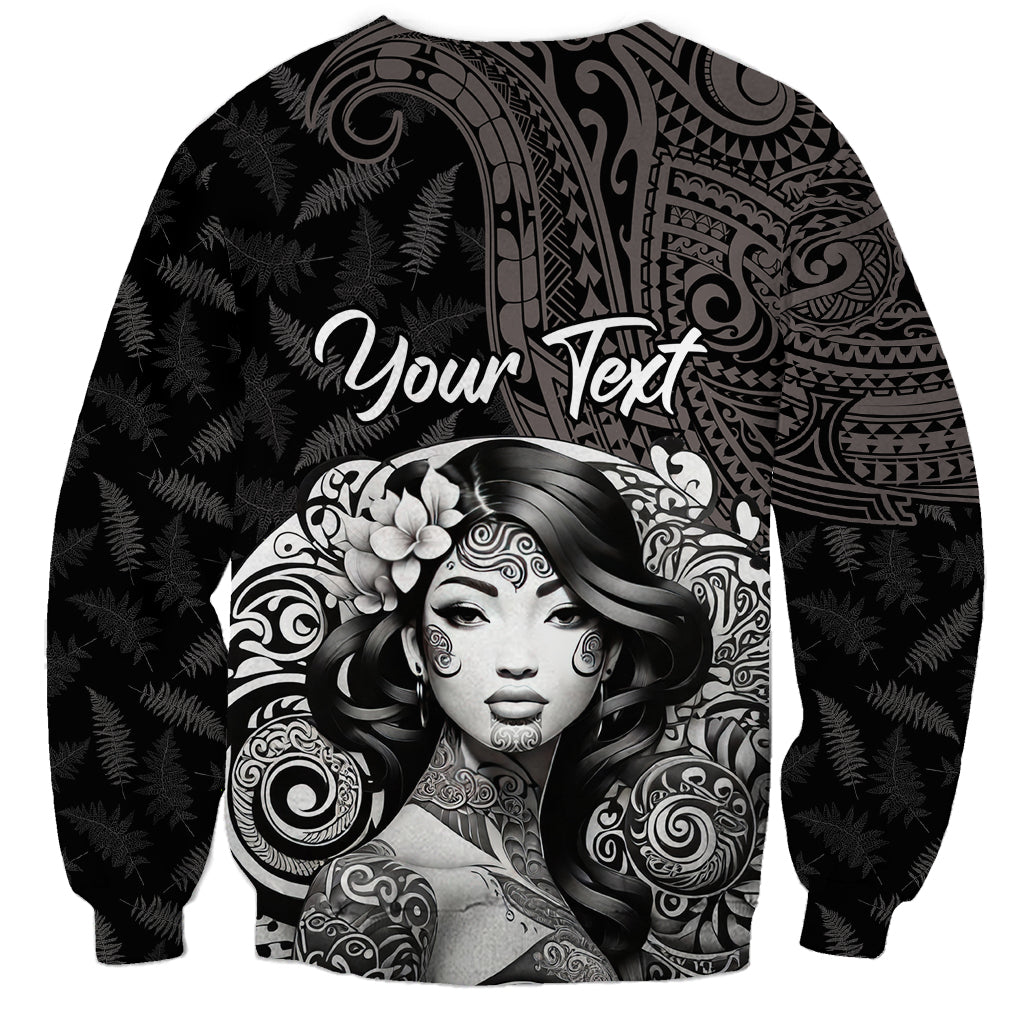 Custom New Zealand Women's Day Sweatshirt Maori Tribal Girl and Silver Fern Pattern LT03 - Polynesian Pride