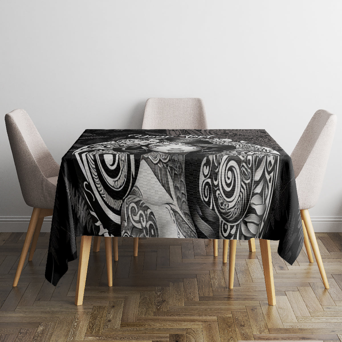Custom New Zealand Women's Day Tablecloth Maori Tribal Girl and Silver Fern Pattern