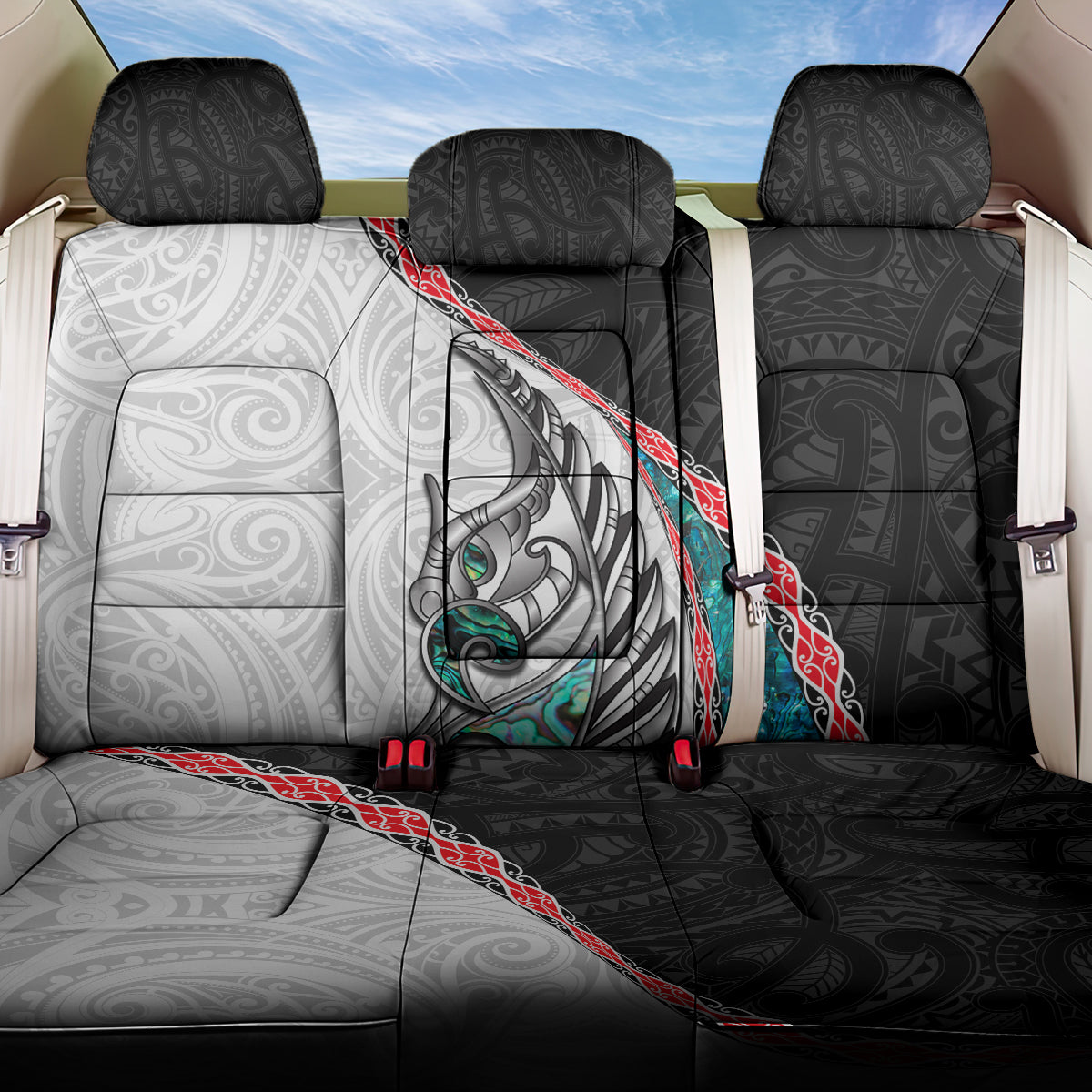 New Zealand Back Car Seat Cover Manaia Fern and Koru Maori Pattern