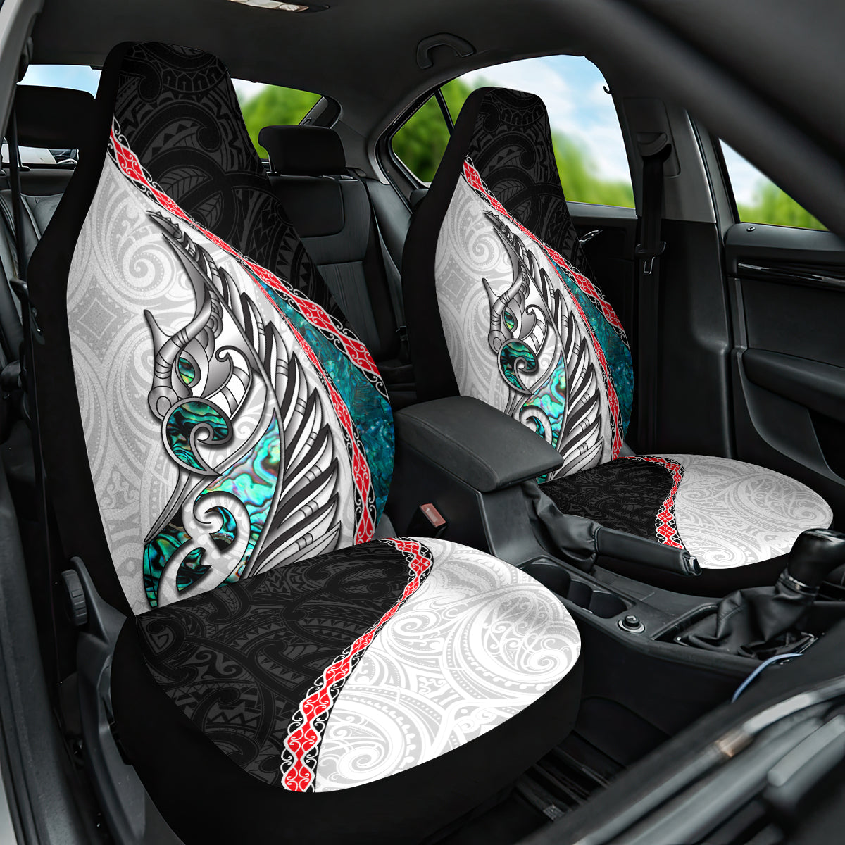 New Zealand Car Seat Cover Manaia Fern and Koru Maori Pattern