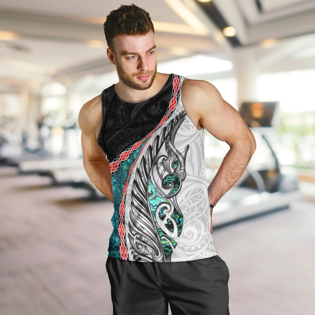 New Zealand Men Tank Top Manaia Fern and Koru Maori Pattern LT03 Black - Polynesian Pride