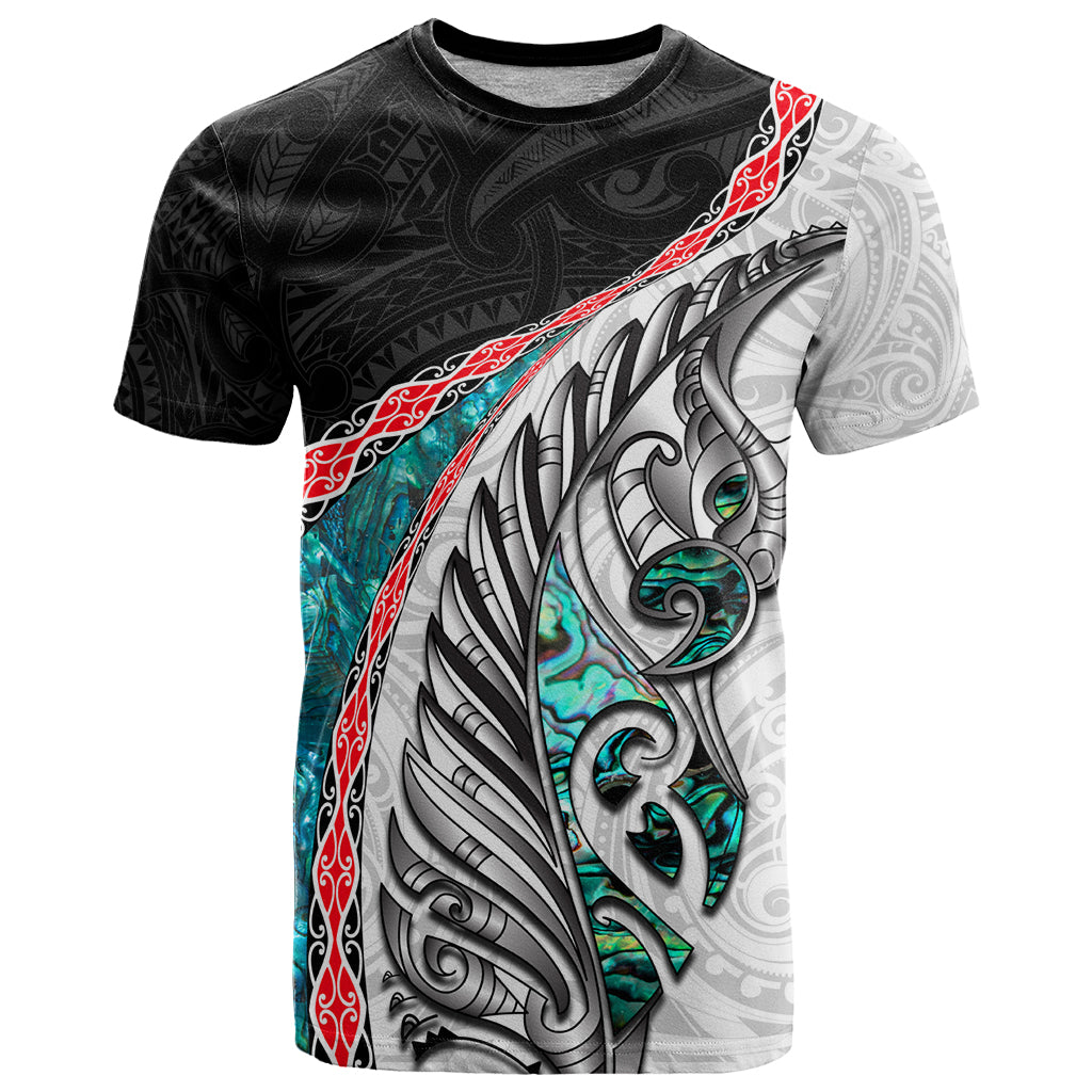 New Zealand T Shirt Manaia Fern and Koru Maori Pattern LT03 Black - Polynesian Pride