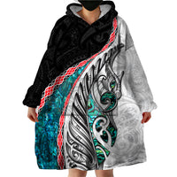 New Zealand Wearable Blanket Hoodie Manaia Fern and Koru Maori Pattern LT03 - Polynesian Pride