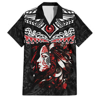 New Zealand Maori Girl Family Matching Off Shoulder Short Dress and Hawaiian Shirt Silver Fern and Koru Pattern LT03 Dad's Shirt - Short Sleeve Black - Polynesian Pride