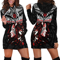 New Zealand Maori Girl Hoodie Dress Silver Fern and Koru Pattern LT03 - Polynesian Pride