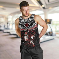 New Zealand Maori Girl Men Tank Top Silver Fern and Koru Pattern LT03 Black - Polynesian Pride