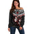 New Zealand Maori Girl Off Shoulder Sweater Silver Fern and Koru Pattern LT03 Women Black - Polynesian Pride