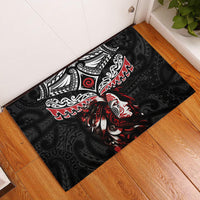 New Zealand Maori Girl Rubber Doormat Silver Fern and Koru Pattern