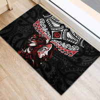 New Zealand Maori Girl Rubber Doormat Silver Fern and Koru Pattern