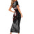 New Zealand Maori Girl Short Sleeve Bodycon Dress Silver Fern and Koru Pattern LT03 - Polynesian Pride