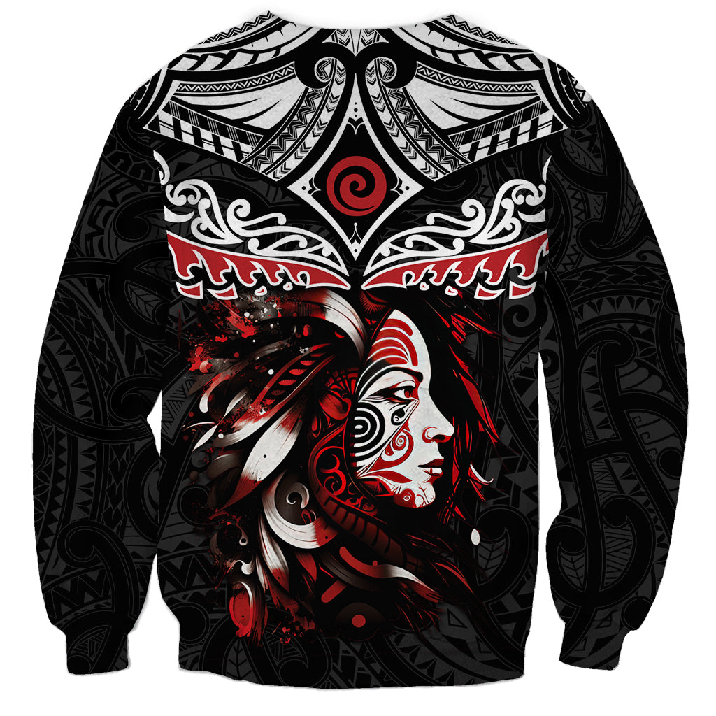 New Zealand Maori Girl Sweatshirt Silver Fern and Koru Pattern LT03 - Polynesian Pride