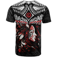 New Zealand Maori Girl T Shirt Silver Fern and Koru Pattern LT03 - Polynesian Pride