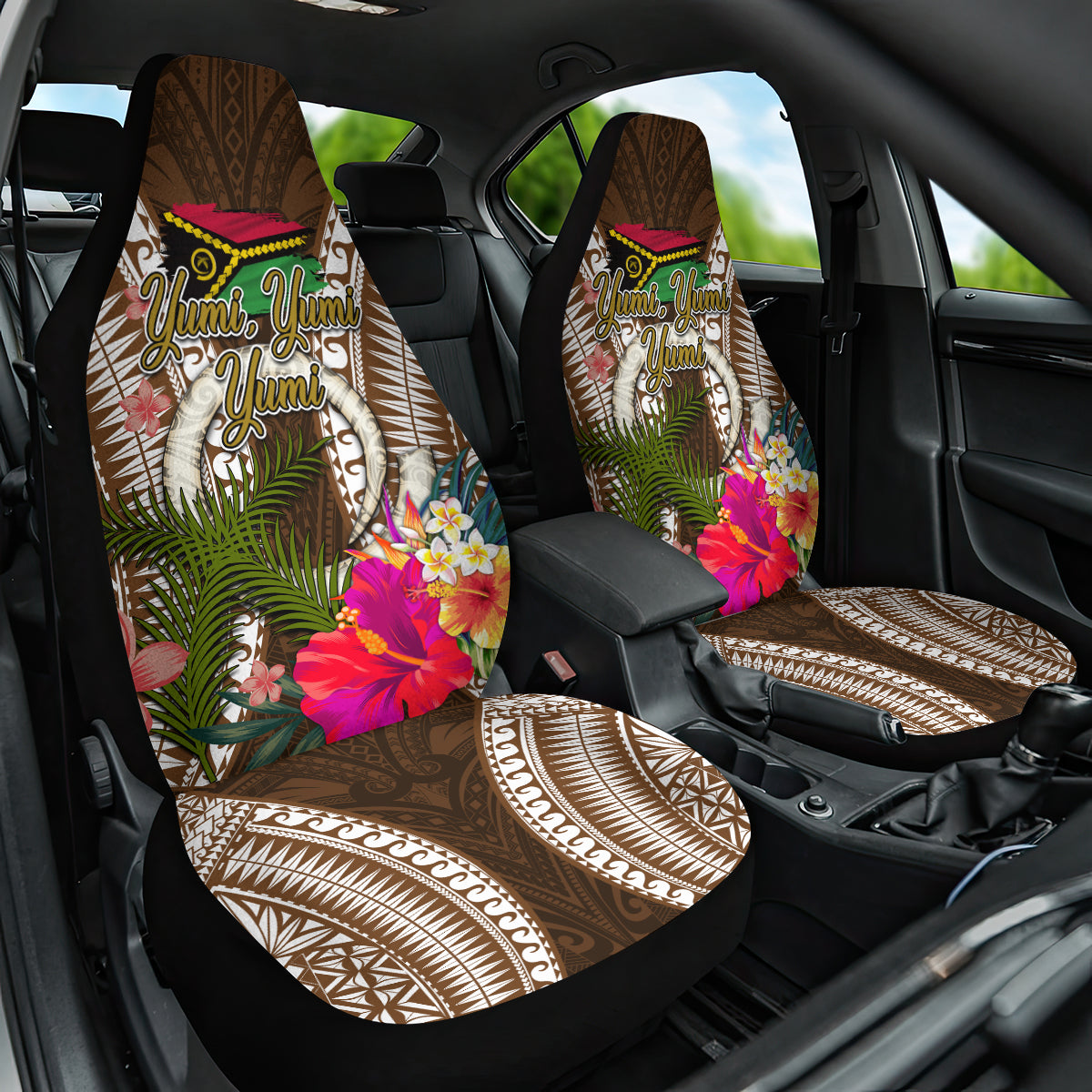 Vanuatu Selebretem 44th Indipendens Dei Car Seat Cover Yumi Pig Tusk and Namele Fern