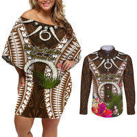 Vanuatu Selebretem 44th Indipendens Dei Couples Matching Off Shoulder Short Dress and Long Sleeve Button Shirt Yumi Pig Tusk and Namele Fern