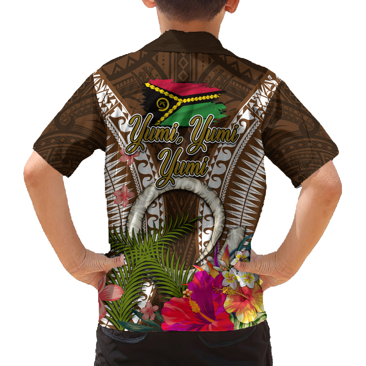 Vanuatu Selebretem 44th Indipendens Dei Family Matching Tank Maxi Dress and Hawaiian Shirt Yumi Pig Tusk and Namele Fern