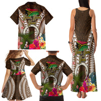 Vanuatu Selebretem 44th Indipendens Dei Family Matching Tank Maxi Dress and Hawaiian Shirt Yumi Pig Tusk and Namele Fern