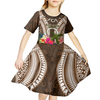 Vanuatu Selebretem 44th Indipendens Dei Kid Short Sleeve Dress Yumi Pig Tusk and Namele Fern