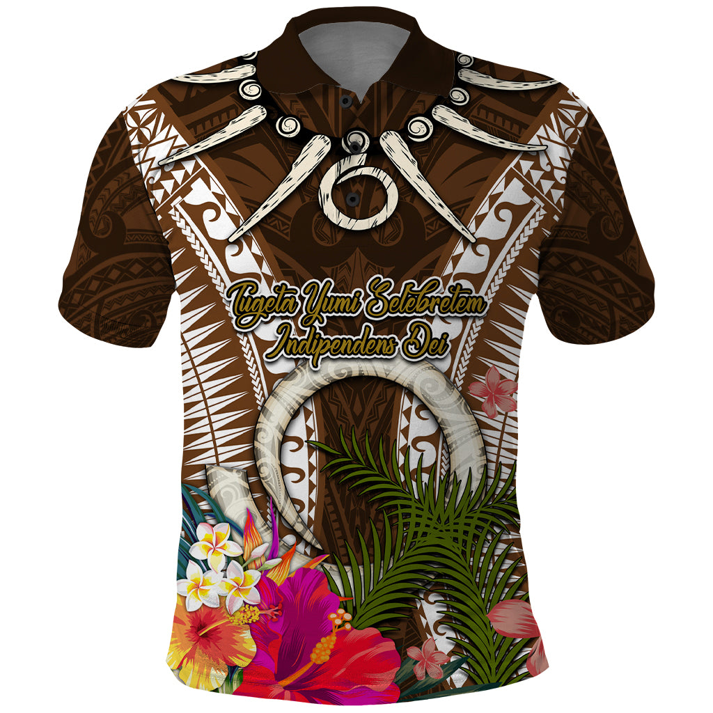 Vanuatu Selebretem 44th Indipendens Dei Polo Shirt Yumi Pig Tusk and Namele Fern