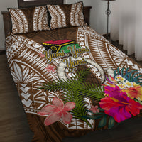 Vanuatu Selebretem 44th Indipendens Dei Quilt Bed Set Yumi Pig Tusk and Namele Fern