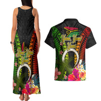 Vanuatu Independence Day Couples Matching Tank Maxi Dress and Hawaiian Shirt Tugeta Yumi Selebretem Indipendens Dei