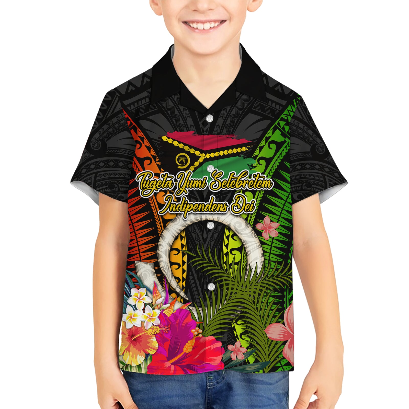 Vanuatu Independence Day Kid Hawaiian Shirt Tugeta Yumi Selebretem Indipendens Dei