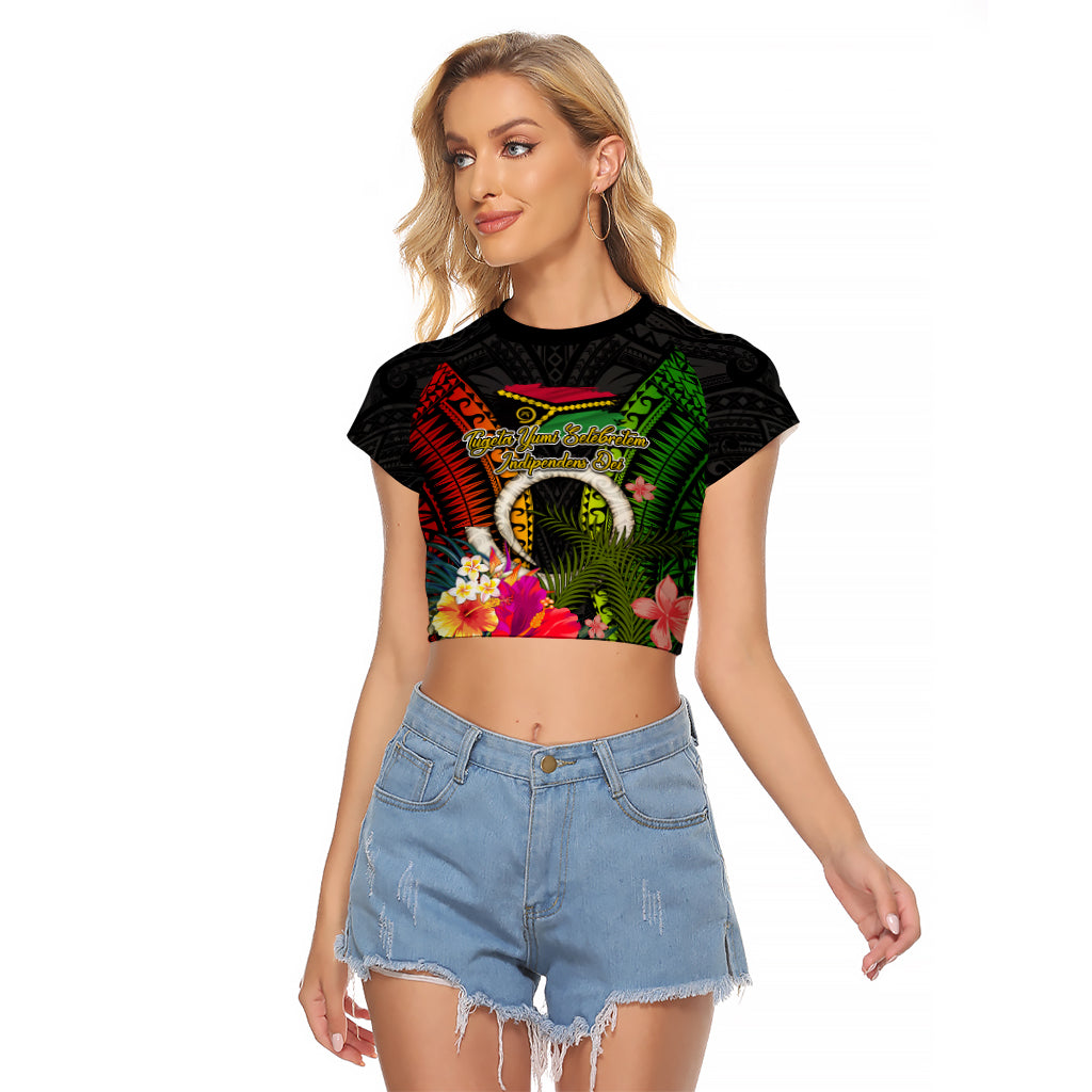 Vanuatu Independence Day Raglan Cropped T Shirt Tugeta Yumi Selebretem Indipendens Dei