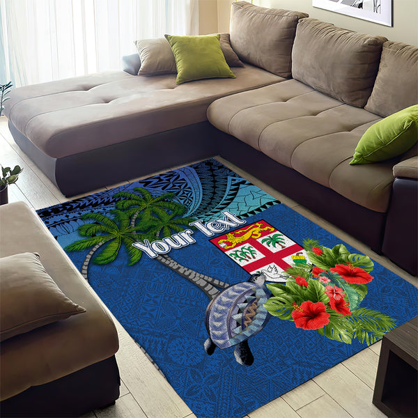 Personalised Fiji Independence Day Area Rug Fijian Coat of Arms Palm ...